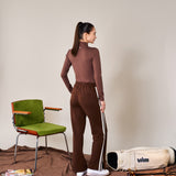 High Collar Long Sleeve 高領長袖上衣-Dark Brown