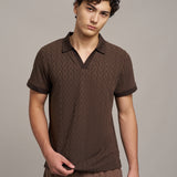 Knitted V Neck Polo 針織V領POLO衫 - BROWN