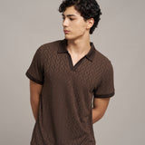 Knitted V Neck Polo 針織V領POLO衫 - BROWN