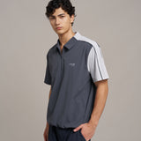 Summit Zip Polo 拼接半開襟POLO衫 - GREY